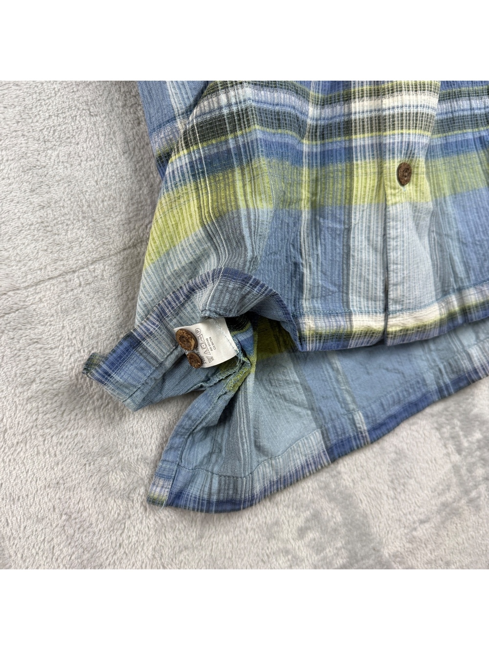 Tommy Bahama Men Large 100% Silk Plaid Short Sleeve Camp Shirt Blue Green Resort - Picture 10 of 10
